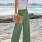 Women's High Waist Smocked Wide Leg Palazzo Pants