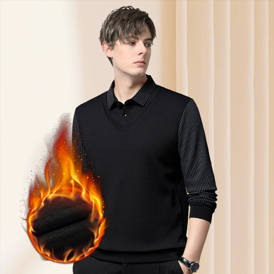 ❄️Winter Hot Sale 50% OFF 🔥Striped Lapel Fake Two-Piece Shirt