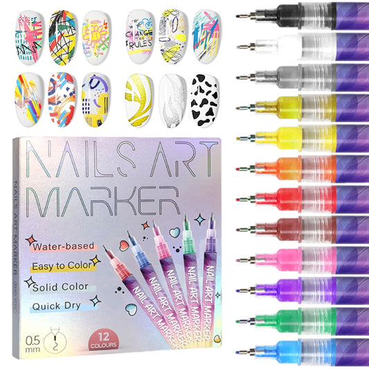 ⏰Best Christmas Gift-Up to 70% OFF!!⏳12 Colors Nail Art Pens Set🎨💅