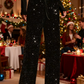 💖HOT SALE 50% OFF🥰Women's Sequin Sparkle Wide Leg Pants with Elastic Waistband
